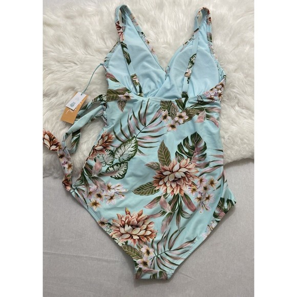 Kona Sol Medium 8/10 Floral High Coverage Swimsuit NWT - Picture 3 of 4